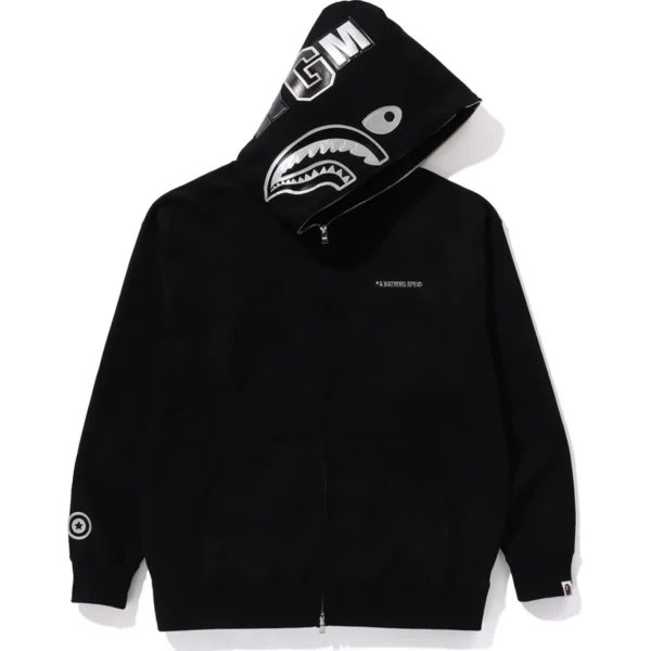 Bape Hoodie Ink Camo Shark Zip Hoodie Mens-Black