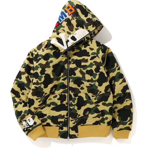 Bape Hoodie MM Bape Hoodie Down Jacket Mens-Yellow