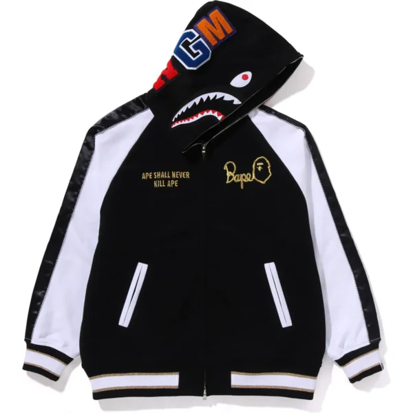 Bape Hoodie Souvenir Shark Zip Hoodie Mens-Black
