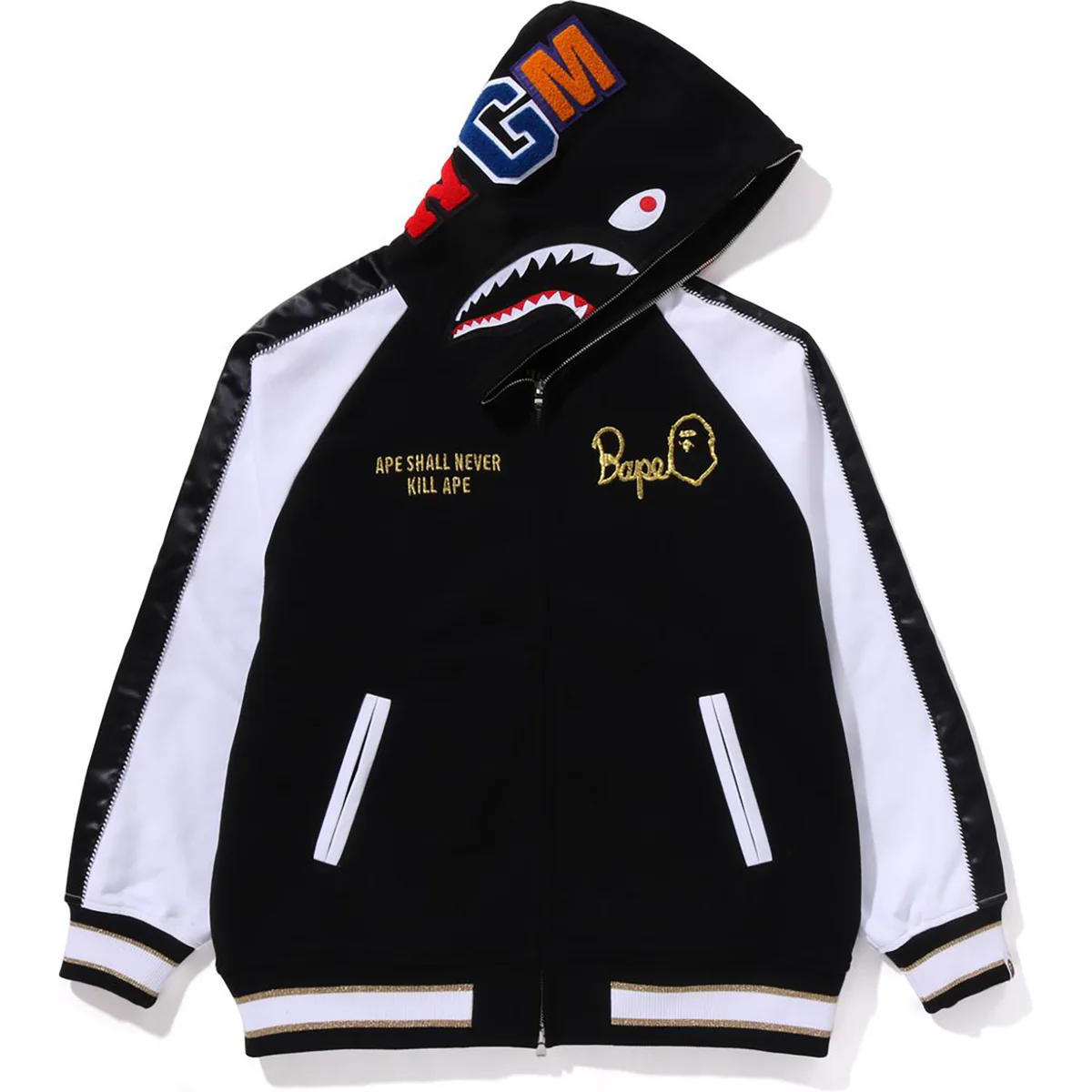 Bape Hoodie Souvenir Shark Zip Hoodie Mens-Black Bape Hoodie Souvenir Shark Zip Hoodie Mens-Black