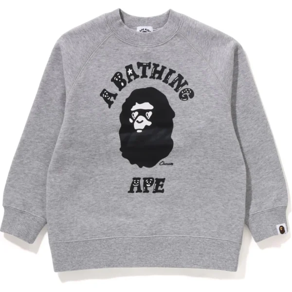 Bape Kids X Chocomoo College Crewneck Kids-Gray
