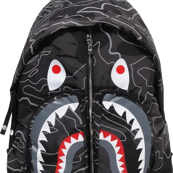 Bape Layered Line Camo Shark Day Pack ‘Black’