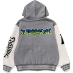 Bape Lux Sport Badges Oversized Hooded Sweat Varsity Jacket Mens-Gray