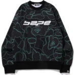 Bape Text Code Camo Crewneck Mens-Black