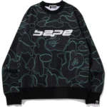 Bape Text Code Camo Crewneck Mens-Black