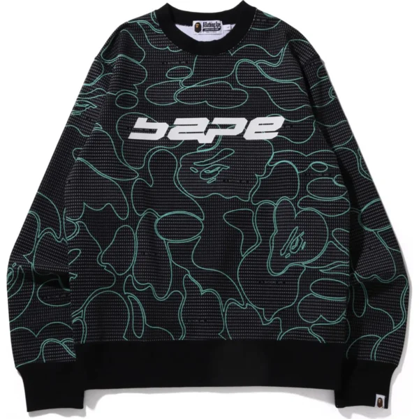 Bape Text Code Camo Crewneck Mens-Black