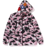 Bape Warm Up Camo Shark Hoodie Jacket Ladies-Pink