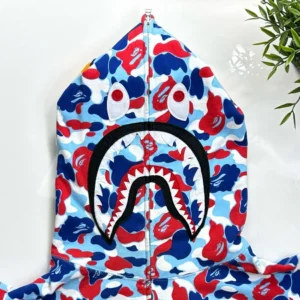 Bape X Psg Shark Full Zip Hoodie-Blue