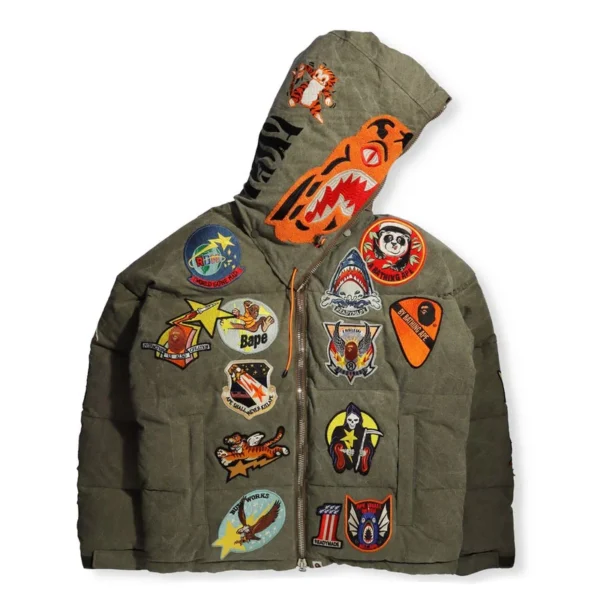 Bape X Readymade Tiger Shark Down Jacket-Green