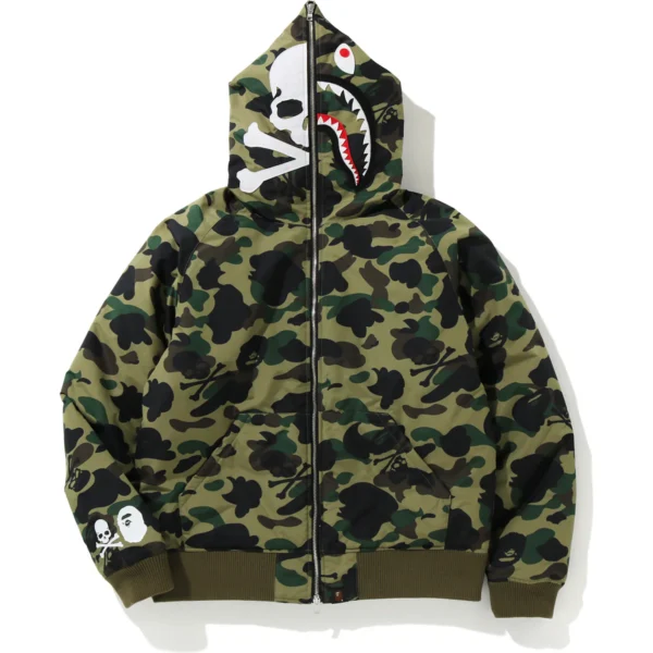 MM Bape Hoodie Down Jacket Mens-Green