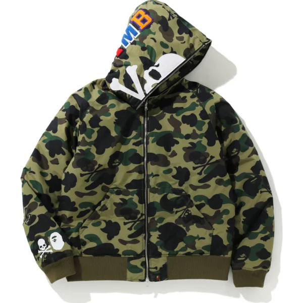 MM Bape Hoodie Down Jacket Mens-Green