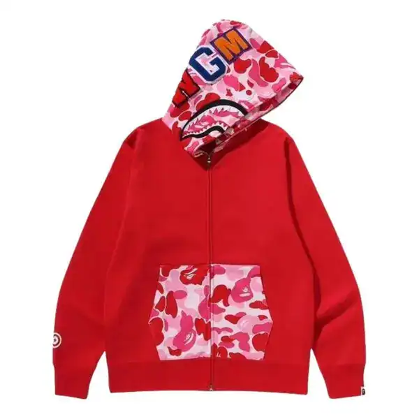 Bape Camouflage Shark Full Zip Hoodie - Pink