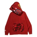 Bape Color Camo Shark Full Zip Double Hoodie - Red