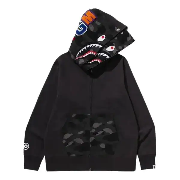 Bape Color Camo Shark Full Zip Double Hoodie