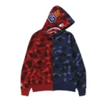 Bape Color Camo Shark Full-Zip Hoodie - Red