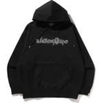 Bape Hoodie Metallic Yarn Pullover Hoodie Mens-Black