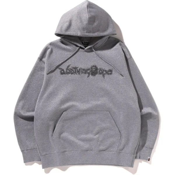 Bape Hoodie Metallic Yarn Pullover Hoodie Mens-Grey