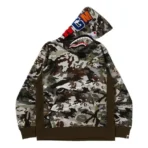Bape Hybrid Camo Shark Pullover Hoodie - Green