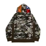 Bape Hybrid Camo Shark Pullover Hoodie - Green