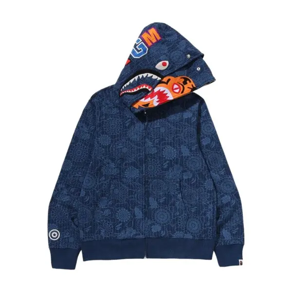 Bape Japanese Art Camo Double Tiger Shark Full Zip Hoodie