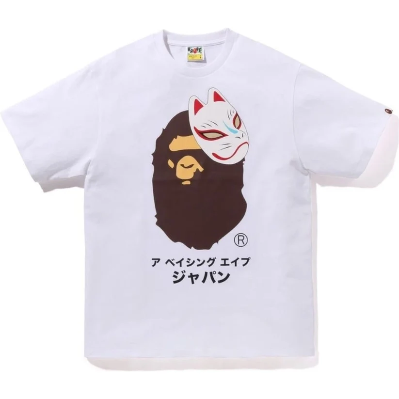Bape Japanese Fox Mask Tee White Bape Japanese Fox Mask Tee WhiteBape Japanese Fox Mask Tee White