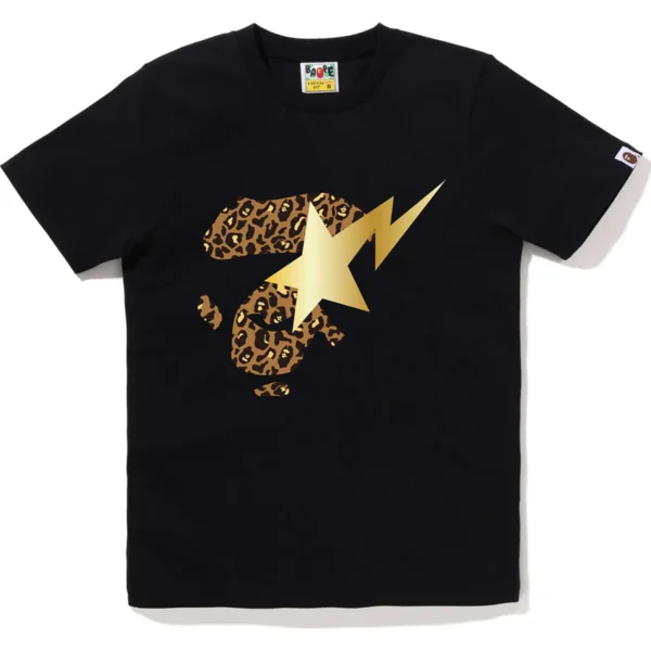 Bape Leopard Ape Face Sta Tee Ladies-Black