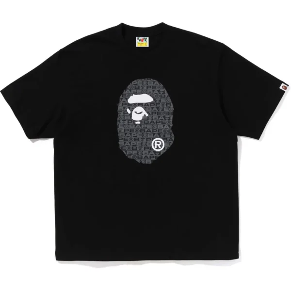 Bape Lux Sport Pattern Ape Head Relaxed Fit Tee Mens-Black