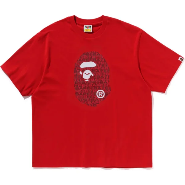 Bape Lux Sport Pattern Ape Head Relaxed Fit Tee Mens-Red