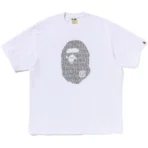 Bape Lux Sport Pattern Ape Head Relaxed Fit Tee Mens-White