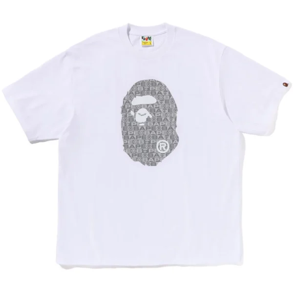 Bape Lux Sport Pattern Ape Head Relaxed Fit Tee Mens-White