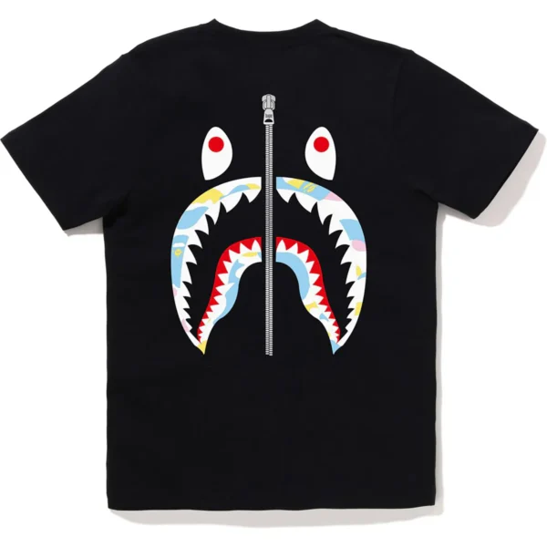 Bape New Multi Camo Wgm Shark Tee Ladies-Black