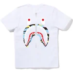 Bape New Multi Camo Wgm Shark Tee Ladies-White