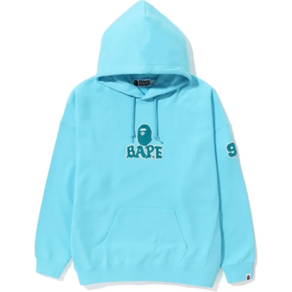 Bape Patched Oversized Pullover Hoodie - Blue