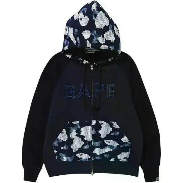 Bape Sashiko Camo Relaxed Full-Zip Hoodie - Blue