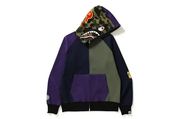Bape Shark Full Zip Hoodie - Purple/Gray