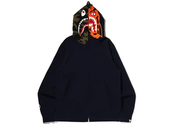 Bape Shark Head Full Zip Hoodie - Navy Blue