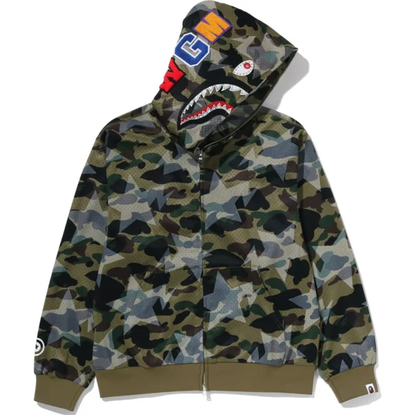 Bape Sta Over Print 1st Camo Mesh Shark Full Zip Hoodie