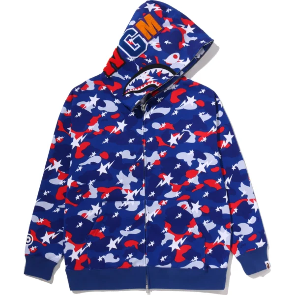 Bape Sta Strike Camo Shark Relaxed Fit Full Zip Hoodie Mens