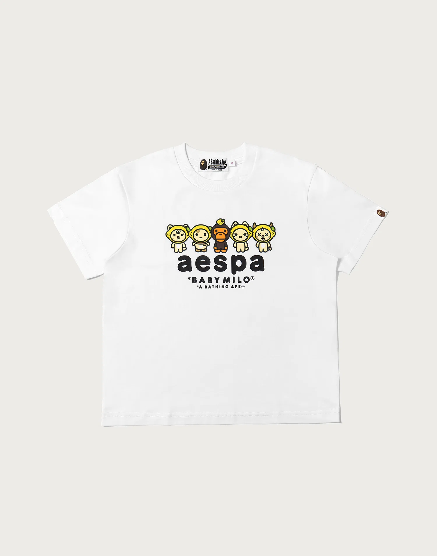 Bape X Aespa Baby Milo Lemonade Mini Tee Ladies White Bape X Aespa Baby Milo Lemonade Mini Tee Ladies White