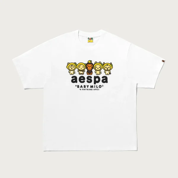 Bape X Aespa Baby Milo Lemonade Relaxed Fit Tee Mens White