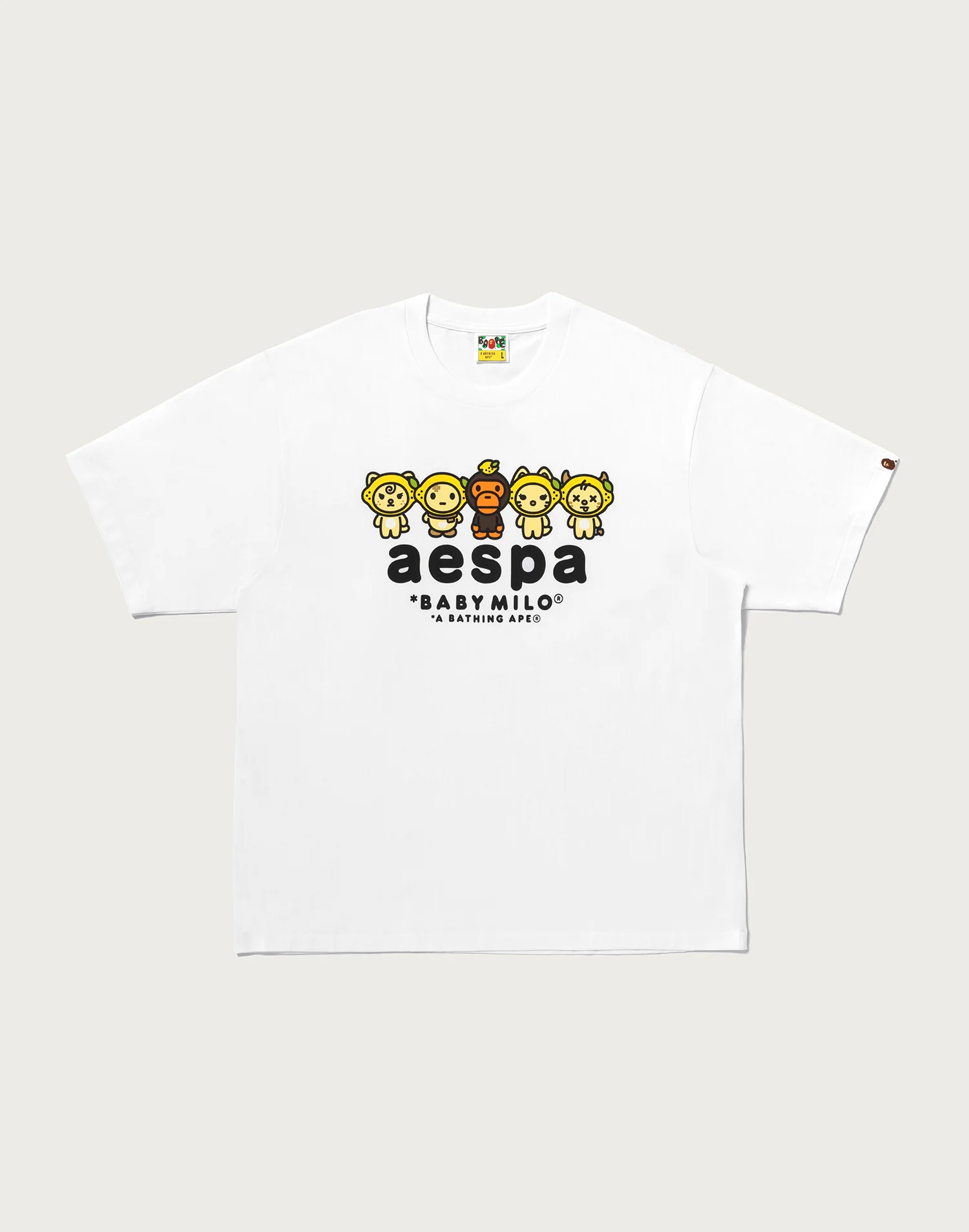 Bape X Aespa Baby Milo Lemonade Relaxed Fit Tee Mens White Bape X Aespa Baby Milo Lemonade Relaxed Fit Tee Mens White