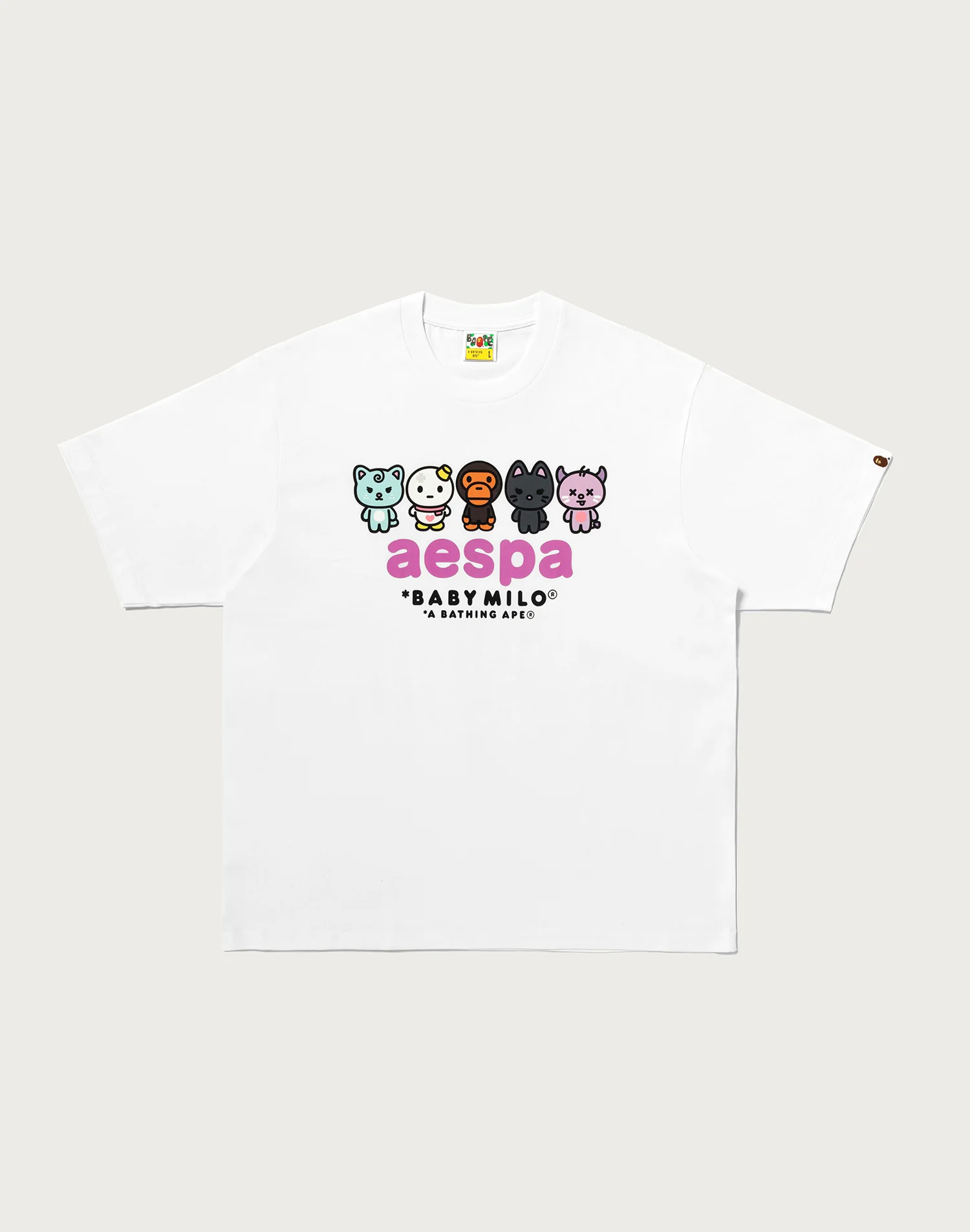 Bape X Aespa Baby Milo Relaxed Fit Tee Mens White Bape X Aespa Baby Milo Relaxed Fit Tee Mens White