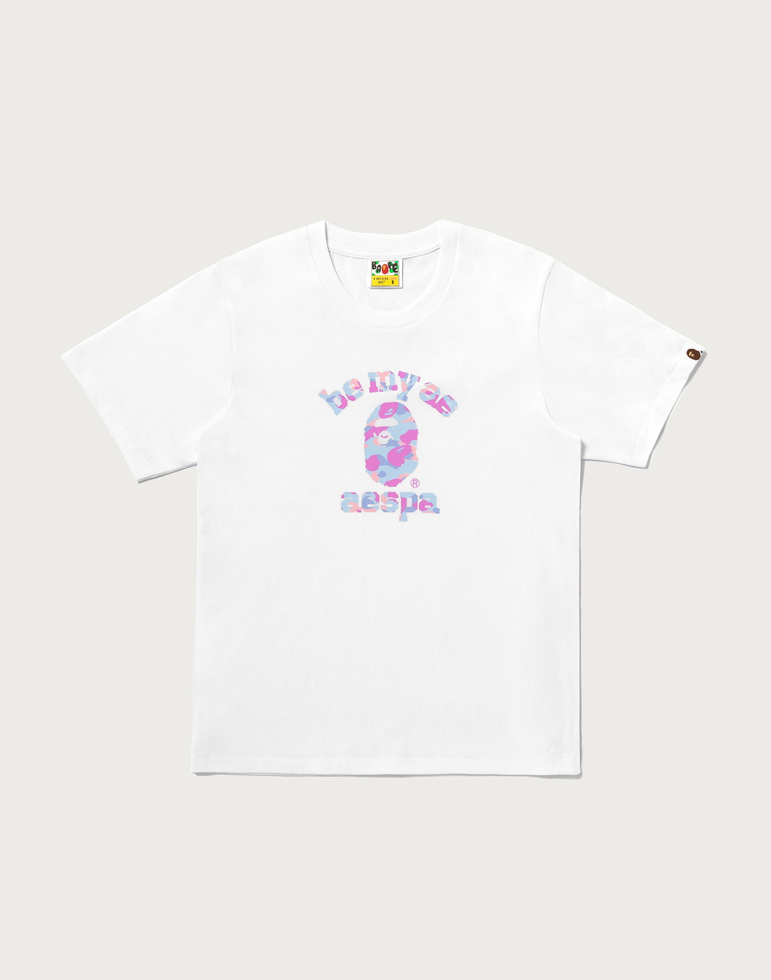 Bape X Aespa College Relaxed Fit Tee Mens White Bape X Aespa College Relaxed Fit Tee Mens White