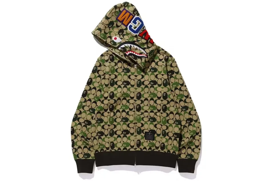 Bape X Coach Shark Full Zip Hoodie-Green Bape X Coach Shark Full Zip Hoodie - Green