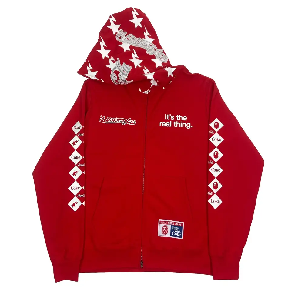 Bape X Coca Cola Full Zip Hoodie - Red Bape X Coca Cola Full Zip Hoodie - Red