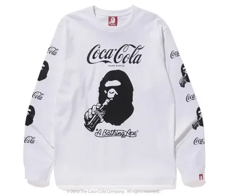 Bape X Coca Cola a Bathing Ape Drinks Coke LS White Tee
