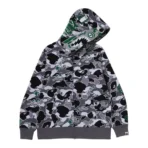 Bape X Hidden NY Psyche Camo Full Zip Hoodie - Grey
