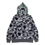 Bape X Hidden NY Psyche Camo Full Zip Hoodie - Grey