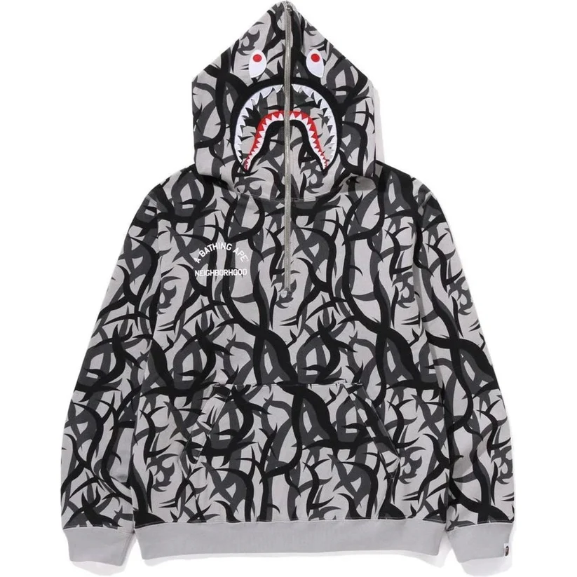 Bape X Nbhd Tribal Camo Two Face Half Zip Pullover Hoodie Bape X Nbhd Tribal Camo Two Face Half Zip Pullover Hoodie