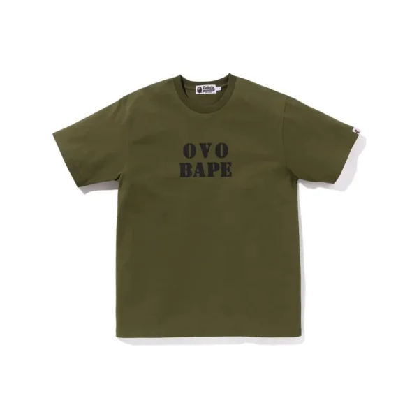 Bape X OVO Stencil Logo Tee Olive